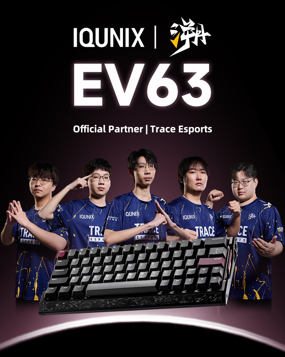 iQunix's tweet image. Pro performance, forged together. IQUNIX EV63/EZ63 keyboards, trusted by @TraceEsports_ 
Every keystroke takes you one step closer to victory—just like the pros. Take your game to the next level with the right gear!

#IQUNIX #TEValorant #GamingKeyboard #EV63 #EZ63