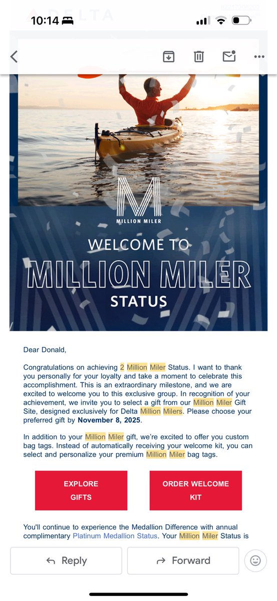 D_Chesnut's tweet photo. What do you get when you reach 2 million lifetime miles on Delta? You get an email that tells you to come back when you’ve reached 3 million miles to get a gift!  @Delta #CustomerExperience https://t.co/ieiLCaWWKV
