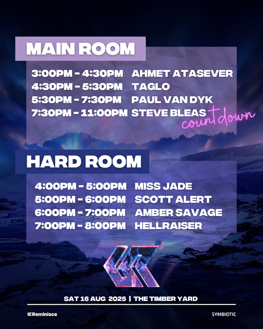 Set times have dropped! 🔥
Only two more sleeps until we welcome the Godfather of Trance Paul van Dyk and count down the Top 50 trance tracks at Reminisce Trance 2025.