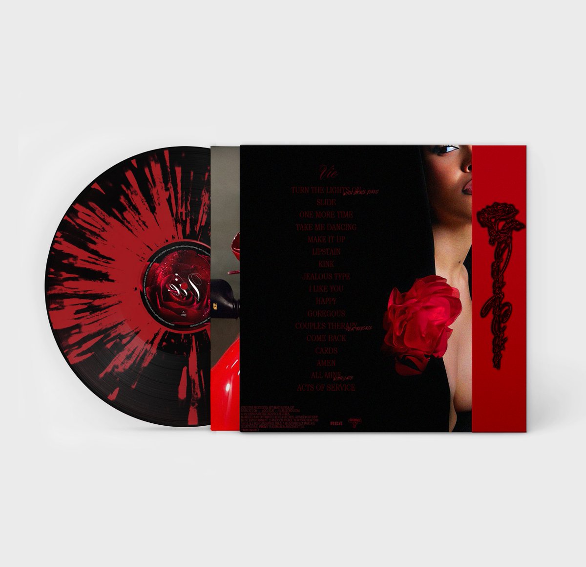 🥀VIE’s physicals
     -Quick concept for merch

•Vinyls (front and back with removable red “VIE” strip)
•Cassette Tapes
•CDs