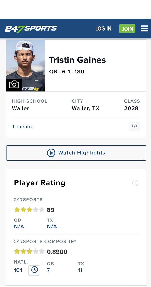 Tristin “TK” Gaines (@tkgaines0) on Twitter photo Truly blessed to be ranked as the 7th quarterback in the nation. Grateful for the recognition, the support from my coaches, teammates, and family, and the journey so far. But I’m not satisfied. The goal has always been #1, and until I get there, the work doesn’t stop. Time to Truly blessed to be ranked as the 7th quarterback in the nation. Grateful for the recognition, the support from my coaches, teammates, and family, and the journey so far. But I’m not satisfied. The goal has always been #1, and until I get there, the work doesn’t stop. Time to