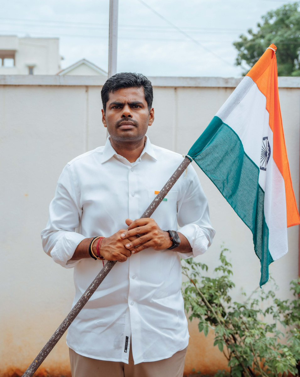annamalai_k's tweet photo. On the eve of our 79th Independence Day, had the honour of unfurling the Tricolour at my residence in Chennai today and joined the #HarGharTiranga movement. 

As the Tricolour flies high, every wave of it is a tribute to the sacrifices of our freedom fighters and a pledge to uphold the unity, integrity, and glory of Bharat. ��🇳 

Jai Hind.
