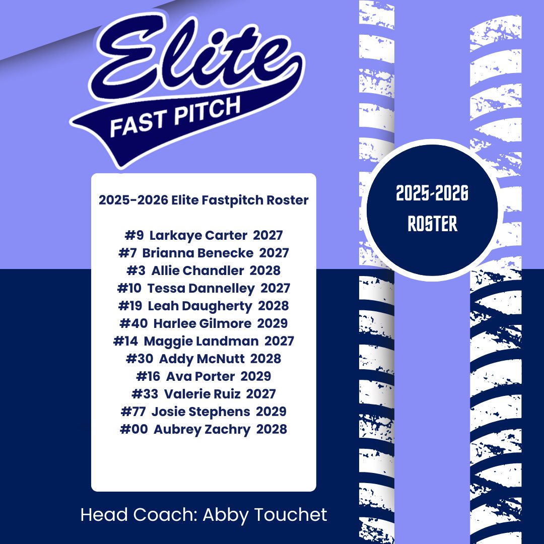 Very excited to announce the 2025-2026 Elite Fast Pitch roster!! We’re so ready to watch these girls compete together this year!! #BeElite