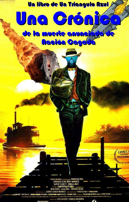 Turquesa Books presenta!
"Una crónica de la muerte anunciada de Nación Cagada" 
Un libro escrito por <a href="/SmirnovMiIdolo/">un-triangulo-azul 🇦🇷⭐♏</a> que narra la historia de como su autor va cayendo en la demencia que le provoca su propio hogar, llegando al punto de destruirlo por completo para callar su vacío.