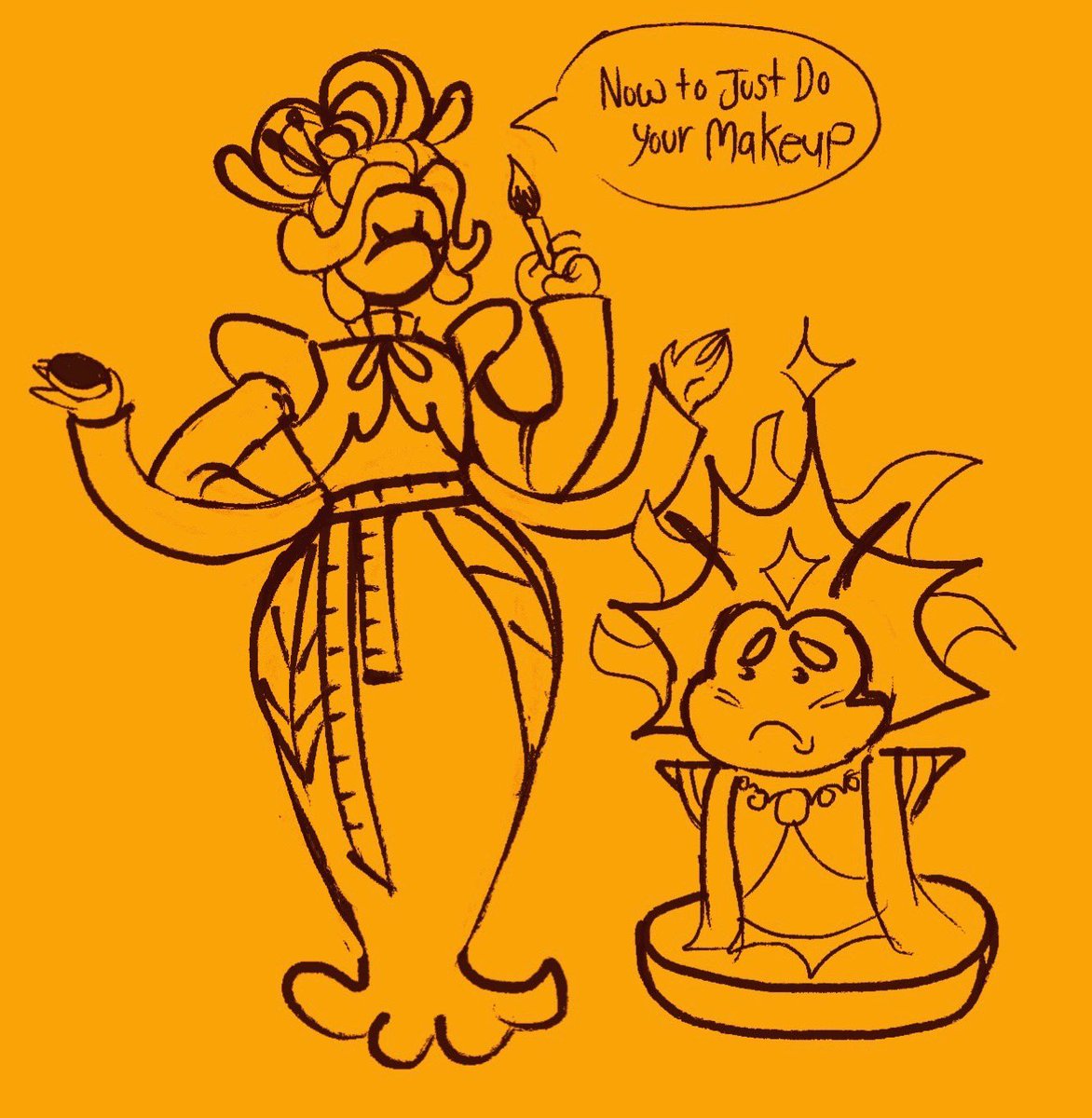 cookie_jamz's tweet photo. honestly I don’t think twiddle would enjoy standing for a long time as the hibiscus people dress him and do his makeup,I imagine he just starts crying out of exhaustion and boredom😭💔 #art #artist #arte #originalcharacters #psunchild #ptwiddletwaddle  #maincharacter #doodle https://t.co/12UodQLUXg