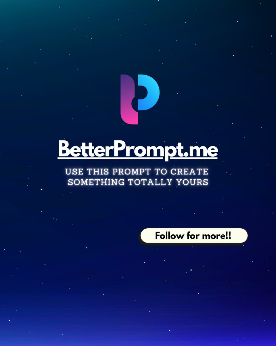 BetterPromptme's tweet photo. This isn’t just a prompt, it's an invitation to create, compete, and cash in. 💡
The BetterPrompt GPT-5 Challenge is here: submit your most creative prompts, win $100 this August, and earn from every use.
This one’s just an example, what will YOU make?
#BetterPrompt #GPT5Challenge #AIart #PromptEngineering #BetterPromptGPT5Challenge