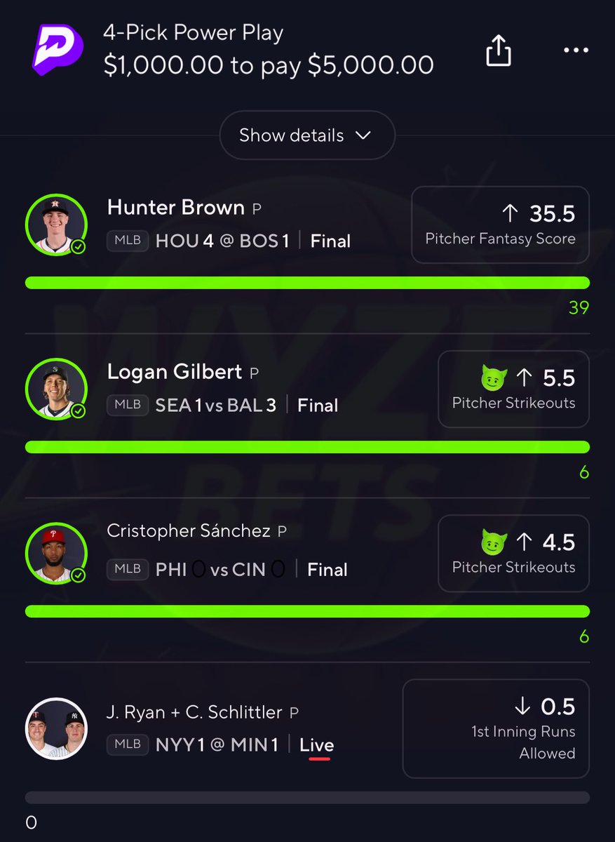 I GOT $$$ FOR A RANDOM FOLLOWER WHO LIKES/RT’s THIS TWEET 💰💚

MLB 4-MAN SWEEP BABY 🧹 

CASH 🤯✅ $5,000 MLB ⚾️ NUKE ☢️🚀

Get Access To VIP Plays Below 🤫

#PrizePicks | #GamblingX