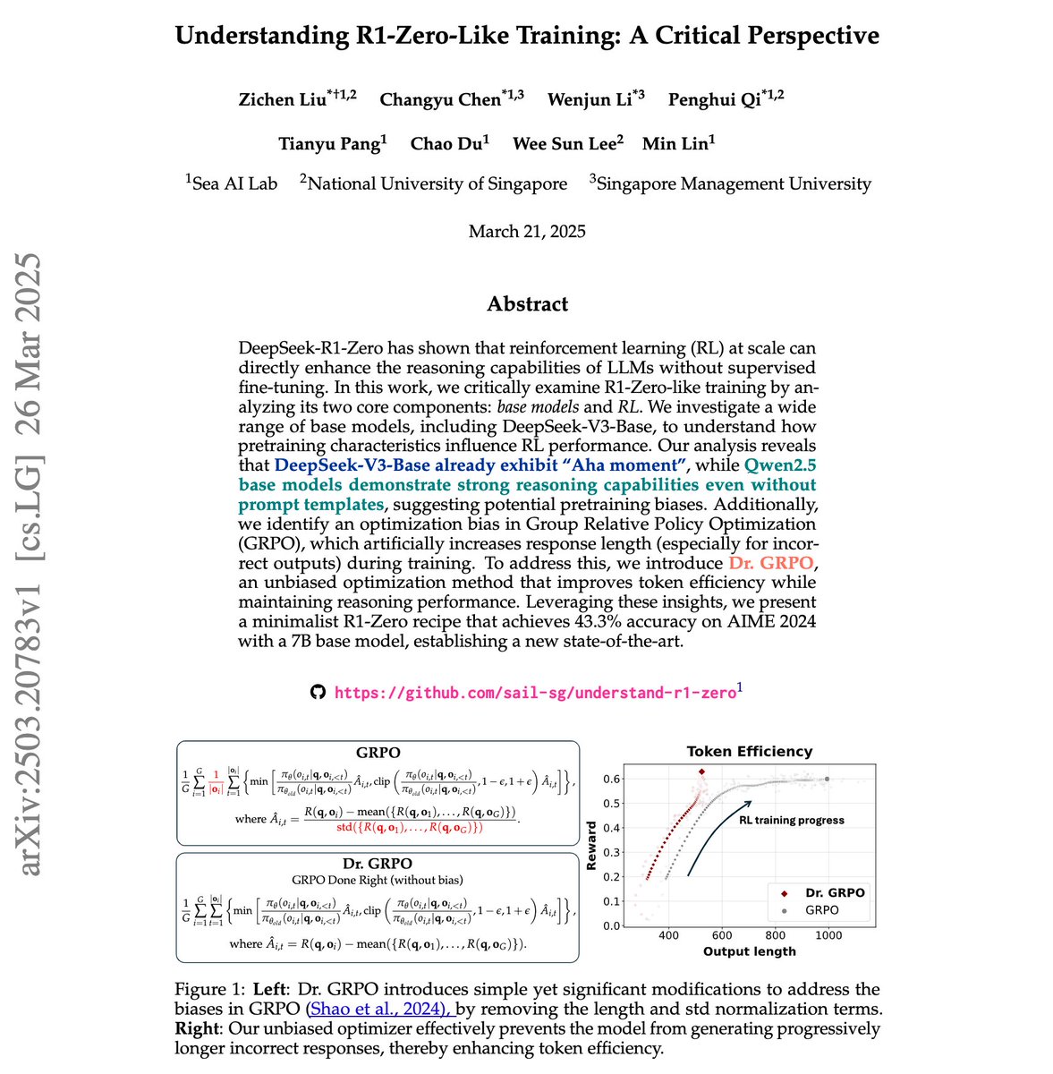 zzlccc's tweet image. exciting to see these Figure. 1 showcasing how subtle algorithmic improvements can make a big difference in rl dynamics 😆😆