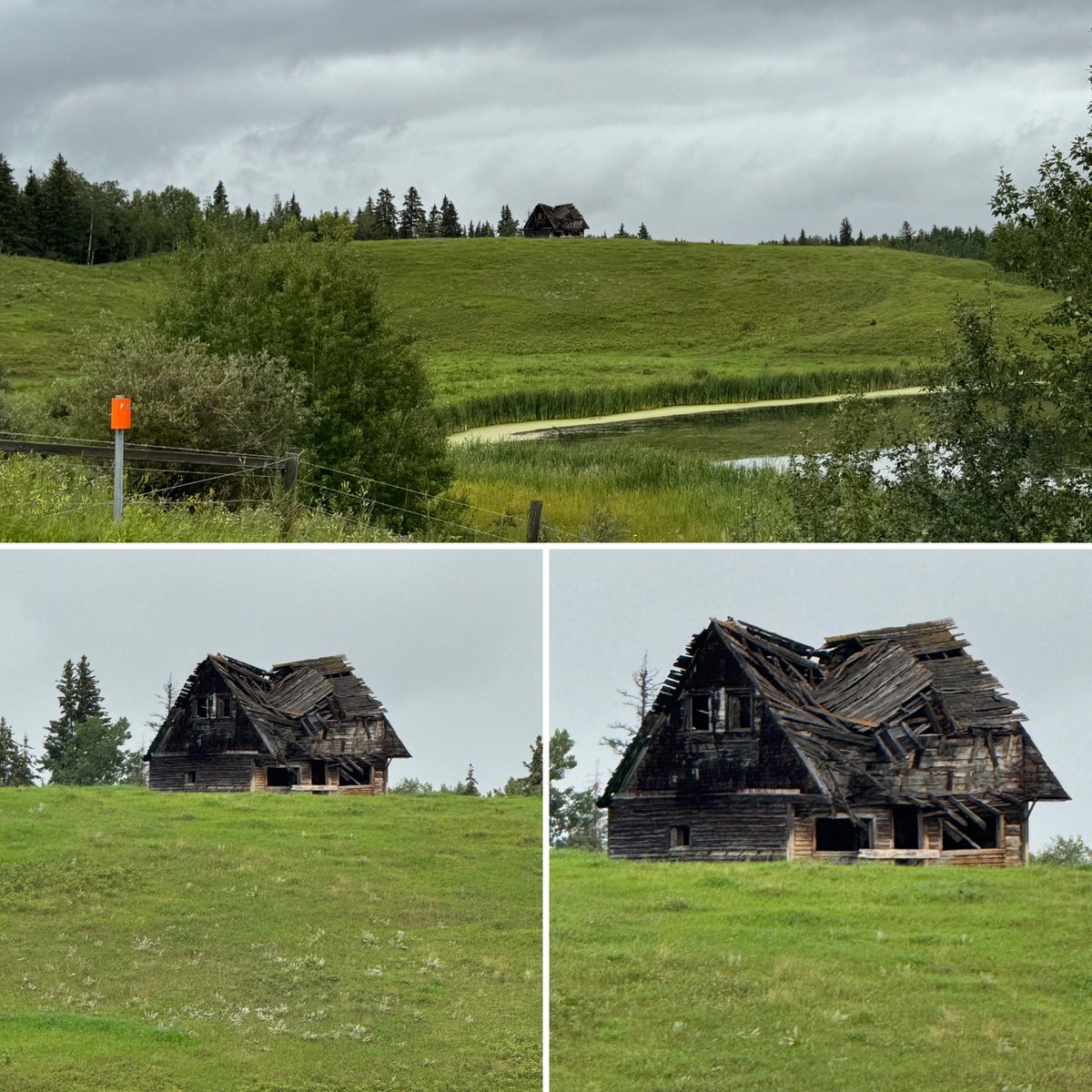 Somebody knows the story about this old homestead just north of HWY 53 between Rimbey and Ponoka.  What is it?
