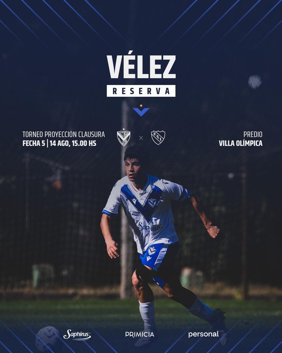 🏆 TORNEO PROYECCIÓN CLAUSURA 2025 
■ FECHA 5️⃣

🔜 #VÉLEZ 🆚️ INDEPENDIENTE 
📆 Jueves 14/08 🕑 15 hs
🌳 Villa Olímpica 
🖥 lpfplay.com 

#JuegaVélez
<a href="/ProyeccionLPF/">Proyeccion LPF</a> <a href="/LaFabricaVelez/">LaFaVricavelez</a>