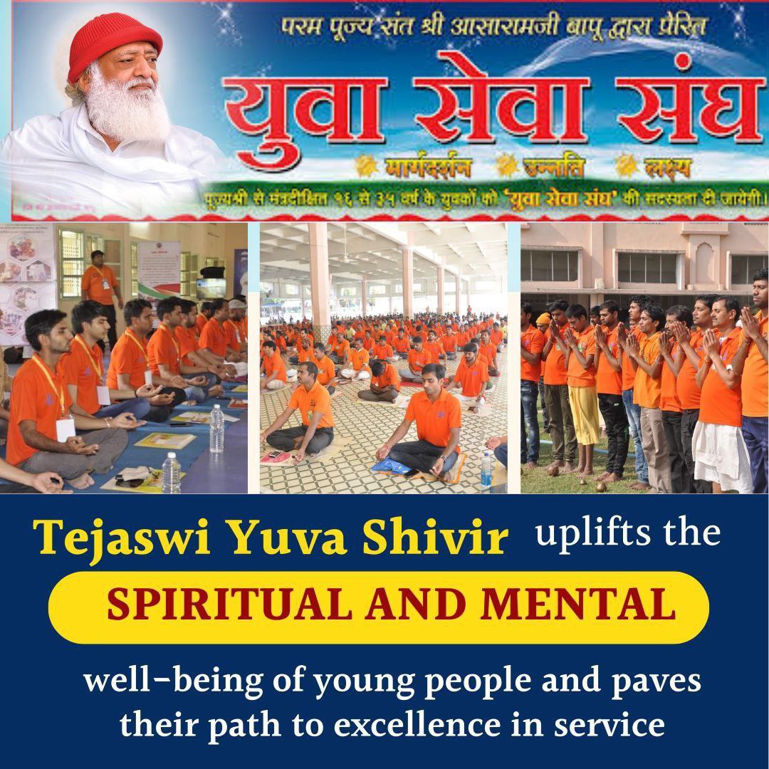 AmdAshram's tweet photo. Thousands participate in #TejasviYuvaShivir conducted by Yuva Sewa Sangh in Sant Shri Asharamji Ashram &amp; enabling their Cultural &amp; Spiritual Growth . These shivirs include:
*Spiritual Guidance
*Mental detoxification
*Adaptation to natural cycle
*Boost to face life challenges https://t.co/m6Ge8b1nR7