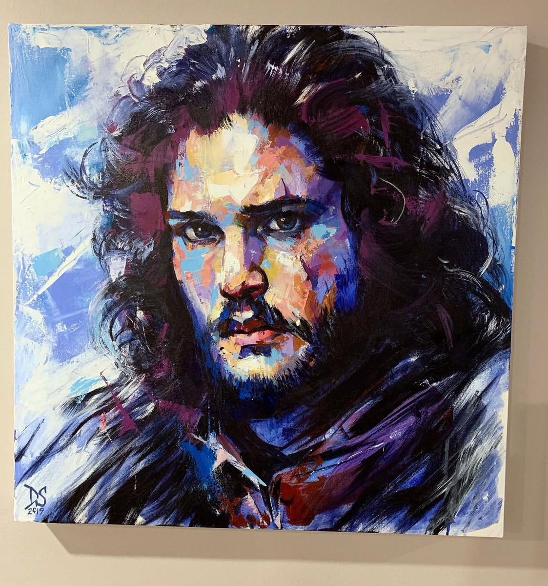**SOLD** Jon Snow 2 commission I finished recently. The first Jon snow I did was sold fast and so I told my client l'd do a new unique one for her. 24x24 inches acrylic on canvas. #gameofthrones #jonsnow #fanart #paint #popart #artcommission #painting #paintingoftheday #art