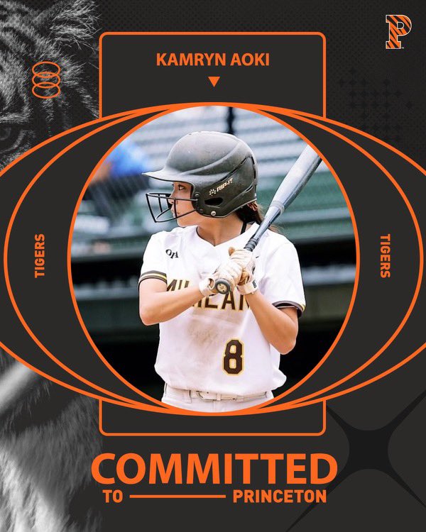 KamrynAoki's tweet photo. GO TIGERS!! Beyond blessed to announce my commitment to the admissions process at Princeton University! 🧡🖤

@PUSoftball @CoachSween @CoachDavis1321 @CoachAshleyMcD @Firecrackersinc https://t.co/tJoeAfrgEP