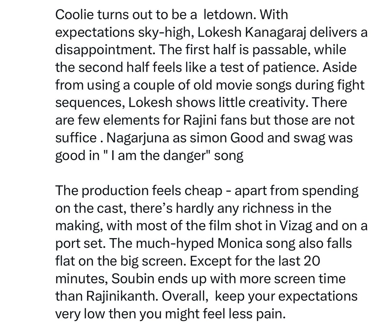 First on Net Review #Coolie 

Stay tuned for M360 Full Review !

#CoolieFDFS