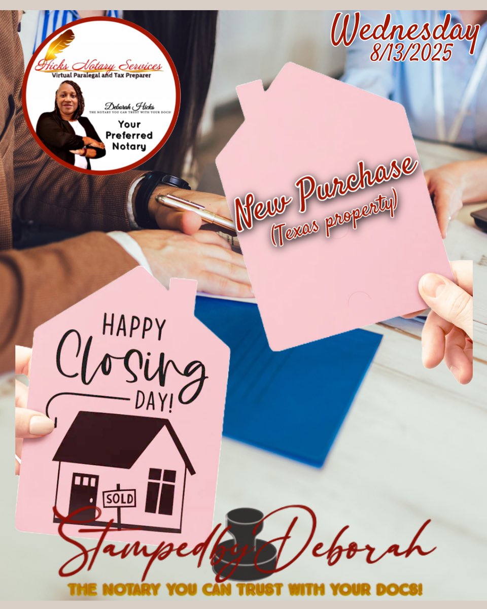 HicksNotaryVPS's tweet image. 𝘼𝙪𝙜𝙪𝙨𝙩 13, 2025! 𝙈𝙞𝙙𝙬𝙚𝙚𝙠 𝙒𝙚𝙙𝙣𝙚𝙨𝙙𝙖𝙮!

𝕋𝕙𝕖 ℕ𝕠𝕥𝕒𝕣𝕪 𝕐𝕠𝕦 ℂ𝕒𝕟 𝕋𝕣𝕦𝕤𝕥 𝕎𝕚𝕥𝕙 𝕐𝕠𝕦𝕣 𝔻𝕠𝕔𝕤!

🖋️ Hicks Notary Services✒️ 
📱 601-291-4807

#notarypublic #fingerprinting #i9verification #apostilleagent #processserver #translationservices