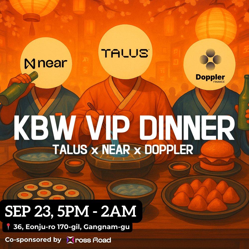 We're co-hosting the most anticipated KBW VIP Opening Dinner and Lounge on Sept 23 in Apgujeong Rodeo!

Private seated dinner with curated intros, then a high-signal lounge.

With <a href="/doppler_fi/">Doppler Finance</a> <a href="/NEARProtocol/">NEAR Protocol</a> | co-sponsored by: <a href="/xross__road/">Xross Road</a> and <a href="/Mercuryo_io/">Mercuryo</a>