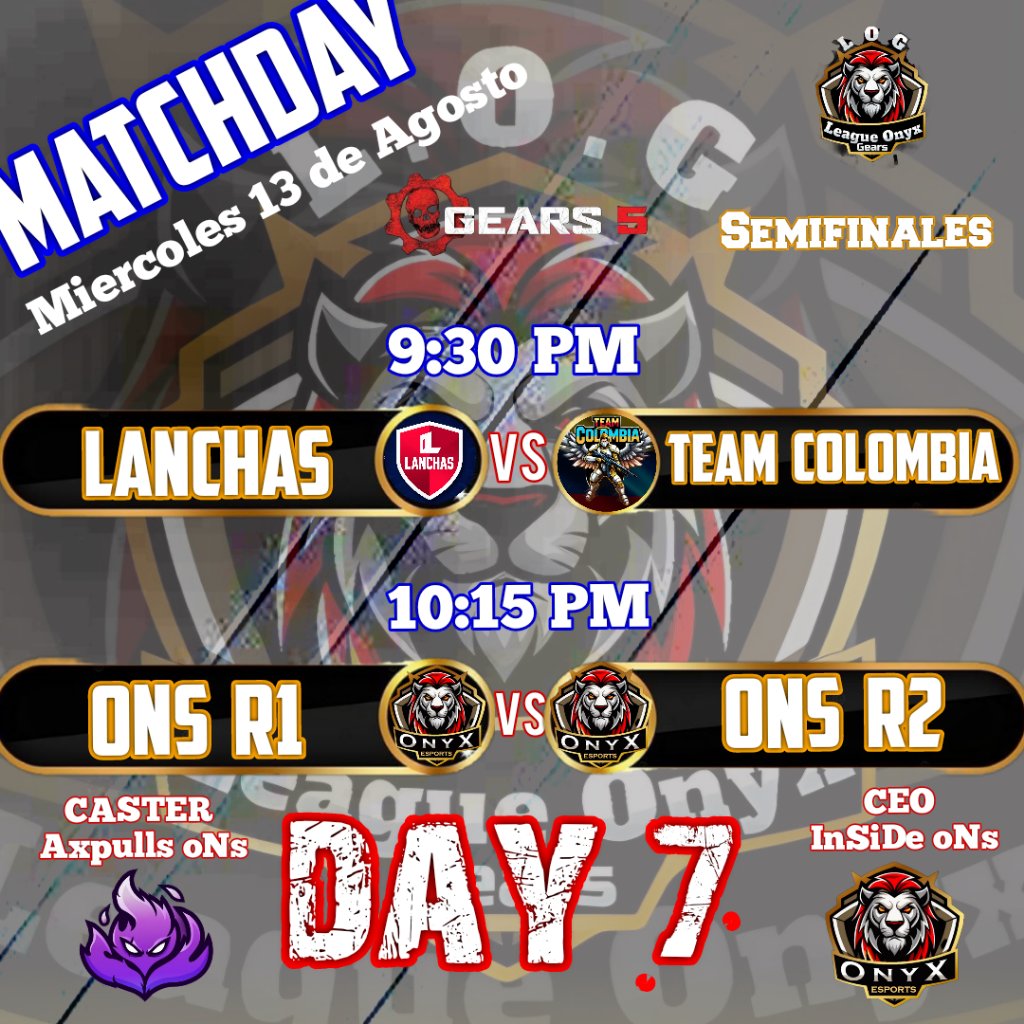 oNyx_Gaming84's tweet image. Ya estamos en Semifinales.
Está noche nuestros Rosters R1 y R2 se enfrentan, pero antes de eso tendremos una Match interesante, Soler por parte de Lanchas y Maiikz uN por parte de Team Colombia . Que gane el mejor!!!!
@axpulls
@ECurgo
@GearsLATAM