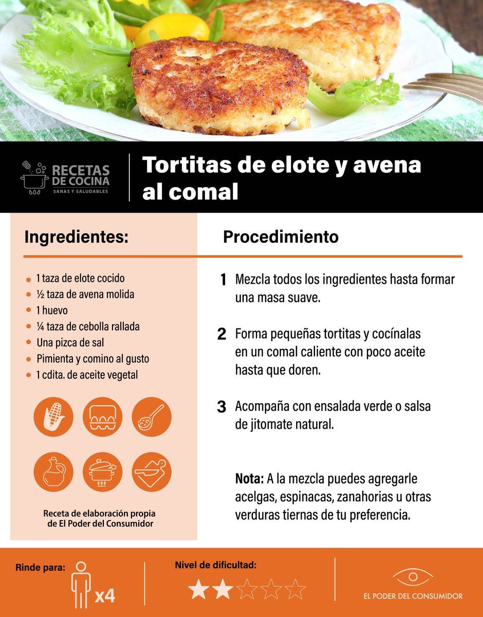 actuaporlasalud's tweet image. El elote no solo es delicioso, también mejora la salud intestinal gracias a su fibra 🌽
Desgranado o en trozos, va bien en todo.
✨ Checa esta receta de tortitas de elote y avena:
elpoderdelconsumidor.org/2025/06/el-pod…
