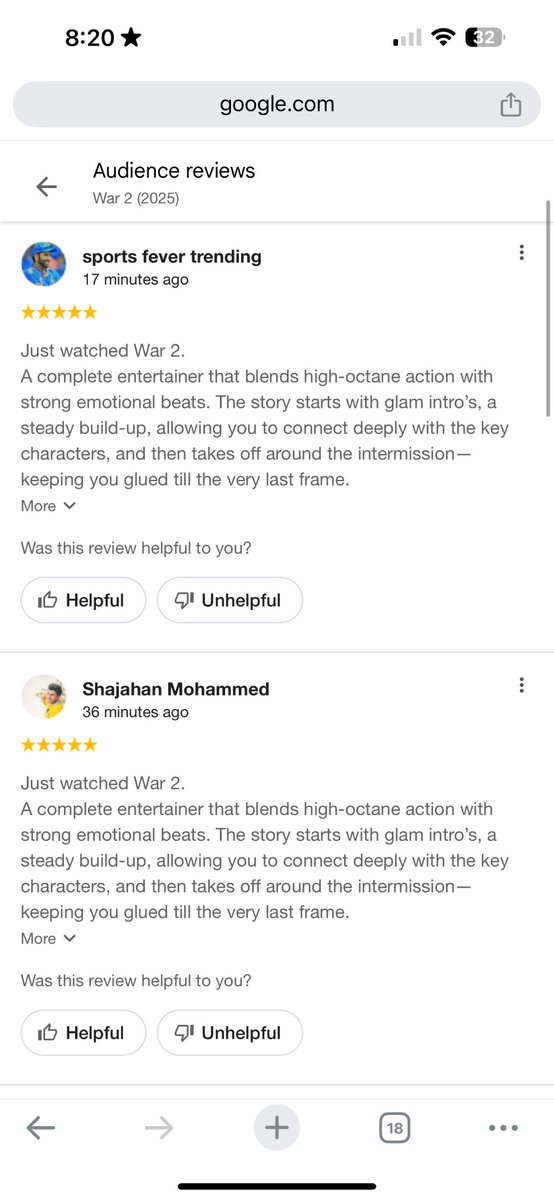 SaaniyaJackson's tweet photo. PR me akal lagao todha copy paste me zara change to karo #FakeReviews #War2Review https://t.co/UovrumPn7p