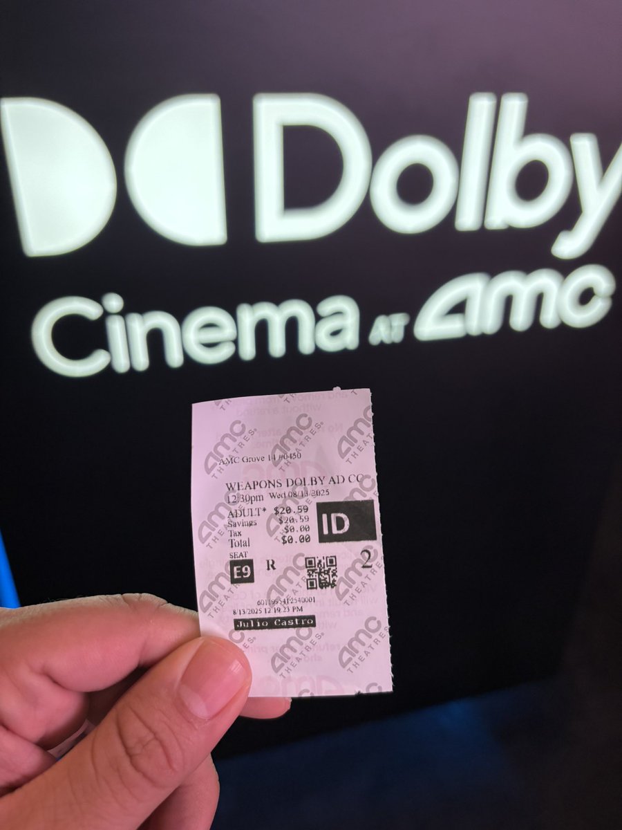 Got to see #Weapons today, it’s one of my instant favorites of the year! The score is so unsettling, almost like an offbeat racing heart. Easily had a few jump scares, experience in <a href="/Dolby/">Dolby</a> Cinema if you can 👍