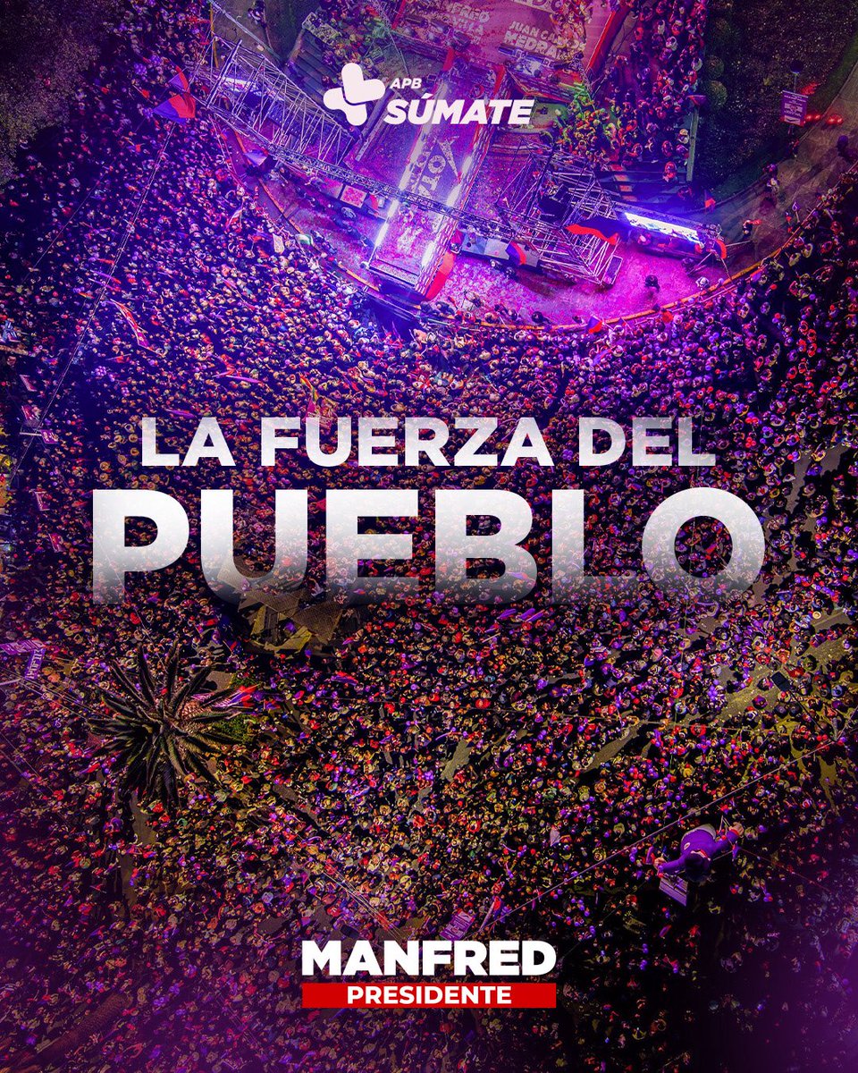 SumateBolivia's tweet photo. ✨💜Nuestra fuerza viene del pueblo y juntos vamos a transformar Bolivia.

#ManfredPresidente #VotaMorado #VotaManfred https://t.co/8hA4xRzC2X