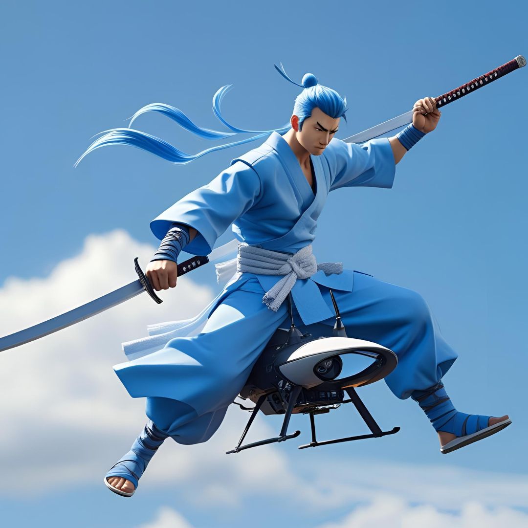 ElOso2022's tweet photo. Blue Samurai is flying around with drone !!! - 蒼き侍とドローン #japaneseculture #japaneseart #samurai #samuraianddrone #inthesky #bluesamurai #青い侍 #一匹の侍 #日本文化 #日本文化好きとつながりたい #日本文化を世界に #蒼き侍 #lonesamurai #Samuráiazul #samuráijaponés #japonesa https://t.co/rH5UTQe43e