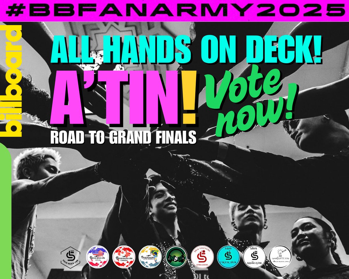 SB19SBLink's tweet photo. A'TIN📣📣📣

It's time. We need all hands on  deck. Let's re-claim the lead and widen the gap. We've been through this so we can do it again💪🏼💪🏼💪🏼

Vote here:

🔗https://t.co/fYn02vWwtG

@SB19Official #SB19 https://t.co/1SzEgHBnT5