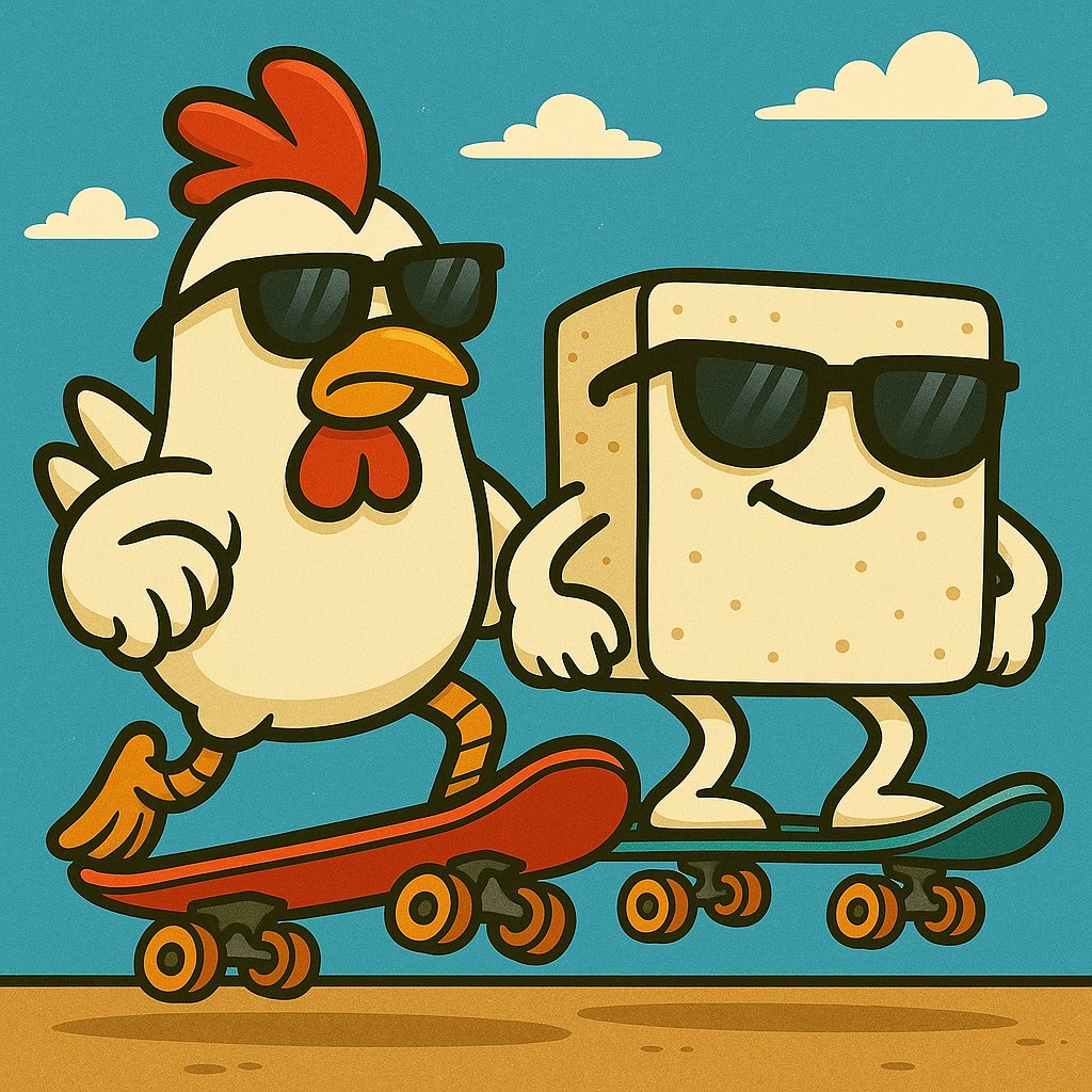 Chicken_Vs_Tofu's tweet image. Rolling into the weekend like pros 🛹😎
#ChickenVsTofu #SkateLife #Memecoin #BTC #ETH