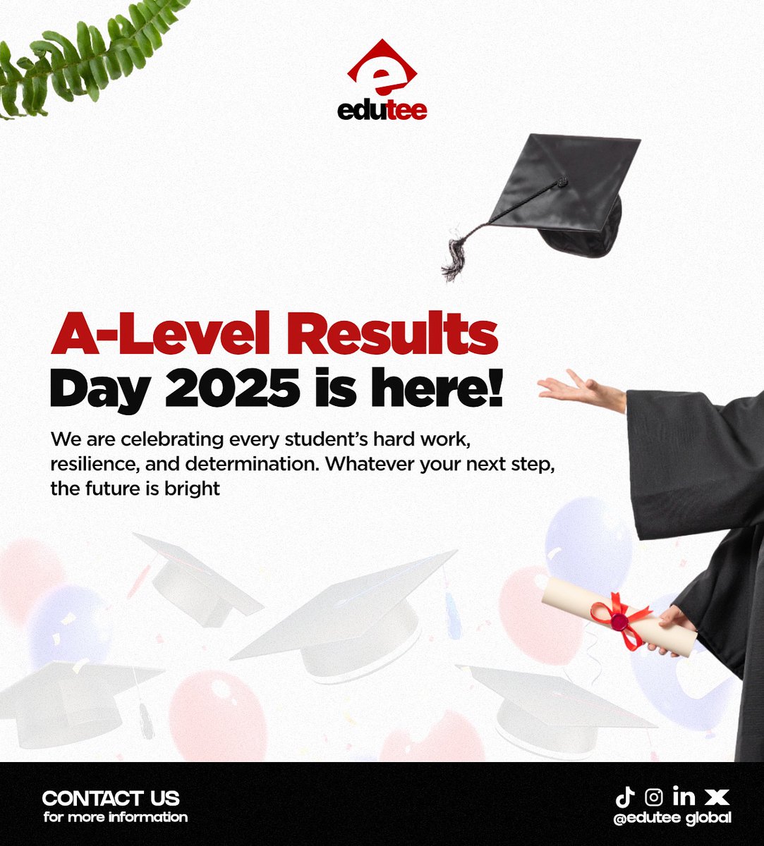 EduTeeGlobal's tweet photo. Congratulations, A-Level Class of 2025!🥳🥳

Your dedication and hard work have brought you to this moment. Whether your next step is university, apprenticeship, or a brand-new adventure, we are proud to celebrate your success!!

#resultsday #resultsday2025 #eduteeglobal https://t.co/oG183Mwjh2