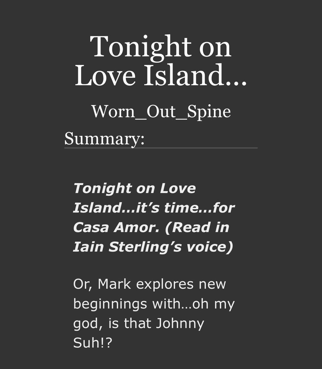 regularnctzen's tweet photo. 🌴Tonight on Love Island…

🌴 johnmark for @johnmarkfest 
🌴 explicit 
🌴 one shot (11.8k)
🌴 pre-poly, side markmin, fem!jaem, bisexual love island au, familiar faces in strange places, some nsfw action 

https://t.co/ALvaH9lQjY https://t.co/GhjiMwh2Qq