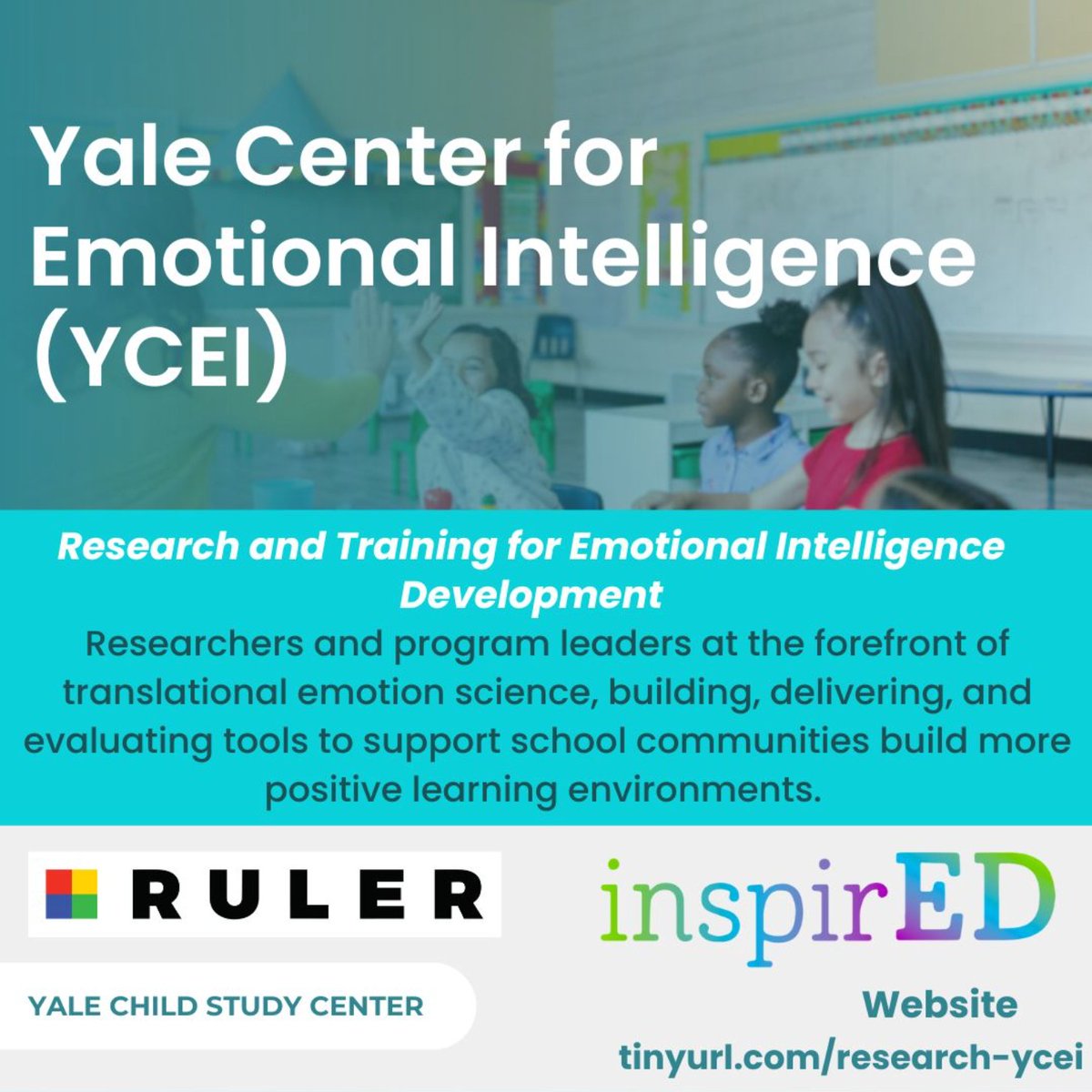 The YCSC Center for Emotional Intelligence researches Emotion Science, SEL Assessment, SEL Field Building &amp; RULER—creating tools to help students, teachers &amp; schools thrive. Learn more &amp; join studies: tinyurl.com/research-ycei