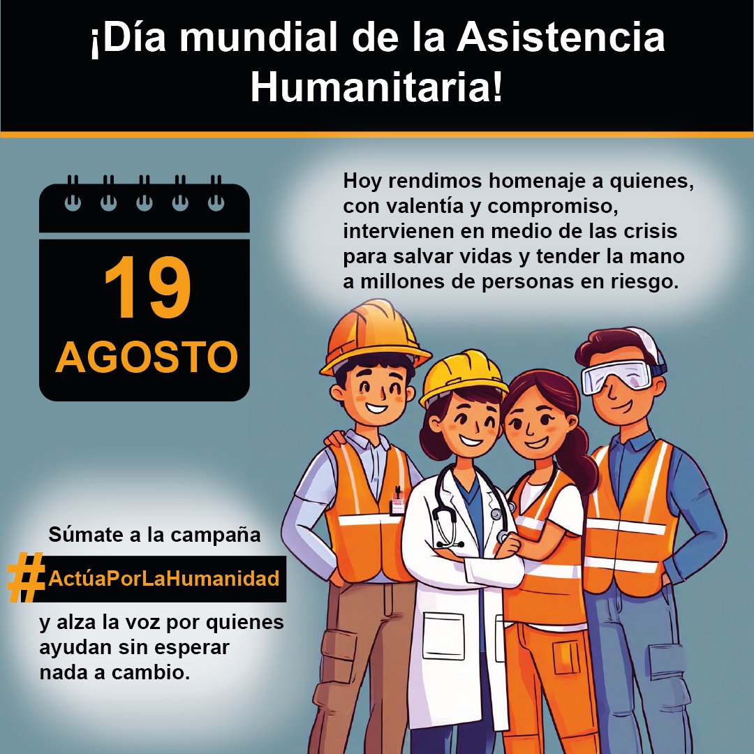 Este 2025 el llamado es urgente: el #sistemahumanitario enfrenta su límite con fondos insuficientes y ataques constantes. No permitamos que estas agresiones sigan impunes. 

Exigimos:

- Su protección
- Respeto a las leyes humanitarias
- Se garantice financiamiento para la ayuda