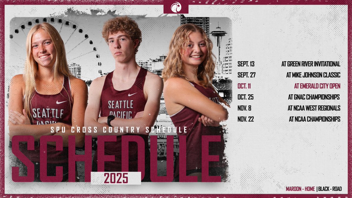 SPU cross country assistant coach Eric Hanses announced the 2025 schedule for the Falcons on Wednesday afternoon, featuring races close to home and a trip to Oregon before the GNAC Championships in Billings, Mont., on Oct. 25.   

More | tinyurl.com/224rhd4j 

#GoFalcons