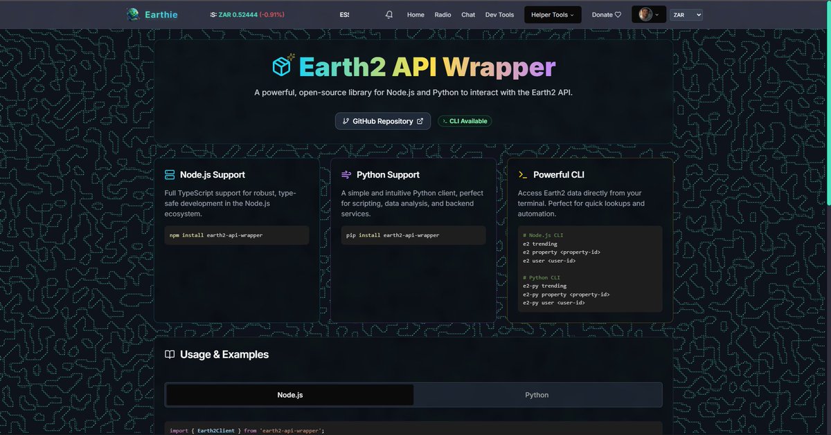 Hello <a href="/earth2io/">Earth 2 🌍2️⃣</a> Pioneers, no pings today, just 2 new features, the Earth2 Rankings page: earthie.world/hub/leaderboar…

And for the devs out there, we now have an Unofficial Earth2 API Wrapper: earthie.world/helper-tools/e…