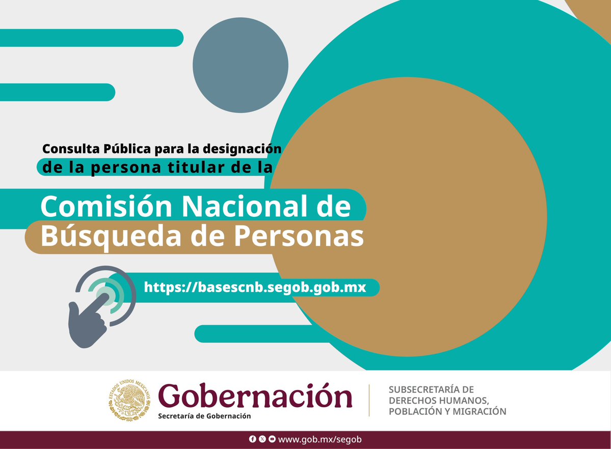 Arturo Medina (@arturomedinap) on Twitter photo 🗣️ Consulta pública para designar a la persona titular de la <a href="/Busqueda_MX/">Comisión Nal. de Búsqueda Mx</a>
📆 Del 13 de agosto a las 23:00 horas del 19 de agosto estará abierto el registro para que colectivos, organizaciones, personas expertas y ciudadanía en general participen en este proceso.
📜 La 🗣️ Consulta pública para designar a la persona titular de la <a href="/Busqueda_MX/">Comisión Nal. de Búsqueda Mx</a>
📆 Del 13 de agosto a las 23:00 horas del 19 de agosto estará abierto el registro para que colectivos, organizaciones, personas expertas y ciudadanía en general participen en este proceso.
📜 La