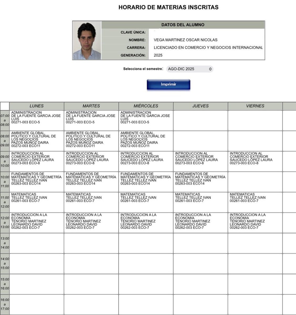 Que horario tan agusto caray