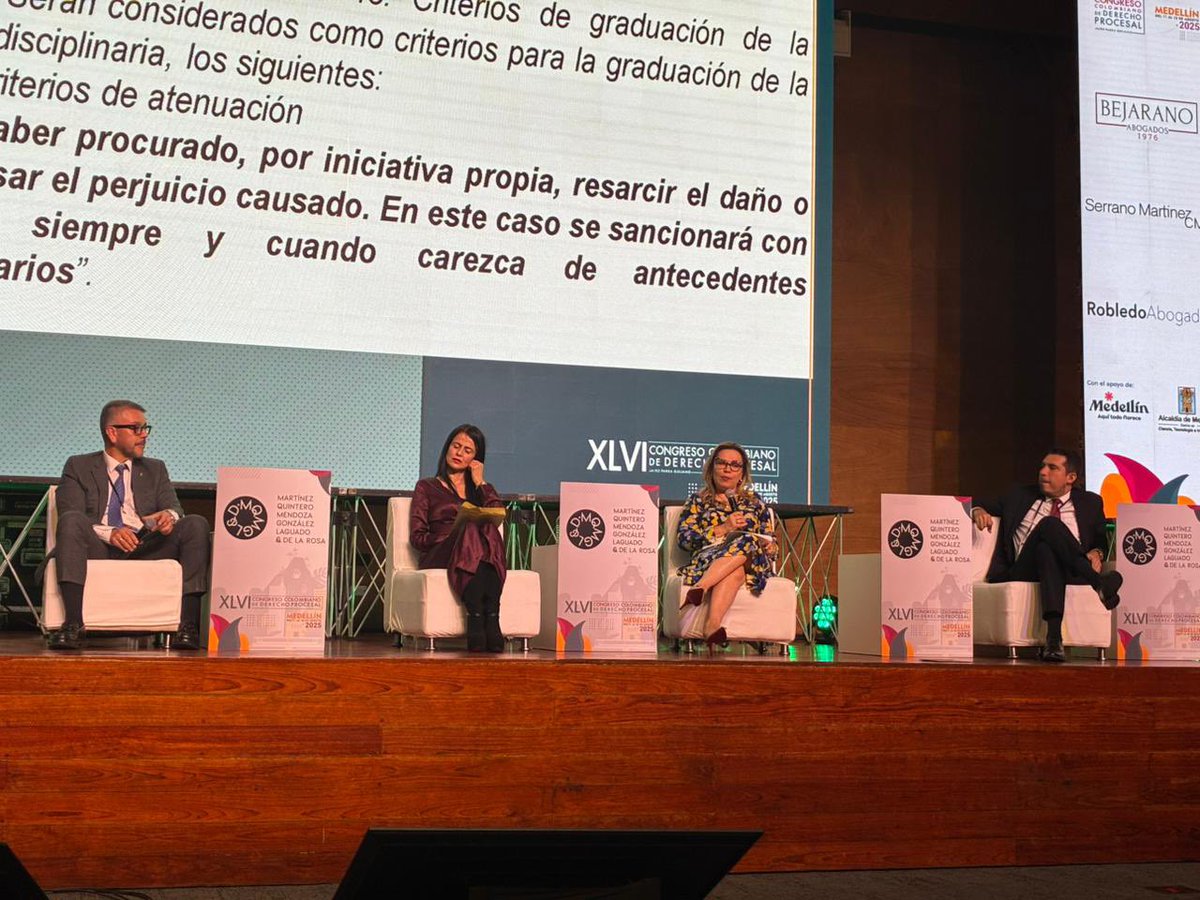 CNDJ_Col's tweet photo. #AEstaHora | Participamos del #CongresoICDP2025, convocado por el @I_C_D_P en Medellín. Conversatorio sobre Derecho Disciplinario con @cramireznet y @MagdaWills, en compañía de @WGDLH
#JurisdicciónDisciplinaria https://t.co/xBn3Uz91Or