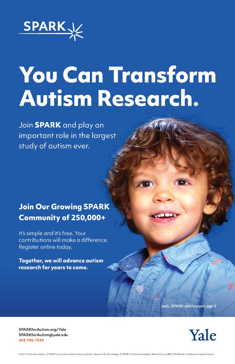 Join SPARK—the largest autism study ever—with 250K+ participants. It’s free, simple, and your contribution can help advance autism research for years to come. Register today: sparkforautism.org/?code=yale