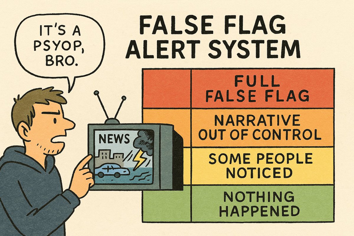 FactlandDAO's tweet photo. Things That Shouldn’t Be True But Are:
People now label real events — floods, shootings, protests — as “false flags”
Usage of that term is up 1,100% in 5 years.
It surged 350% just this spring.
This isn’t healthy skepticism. It’s a virus.
#Factland #FalseFlagWatch https://t.co/BseDZWG3Am