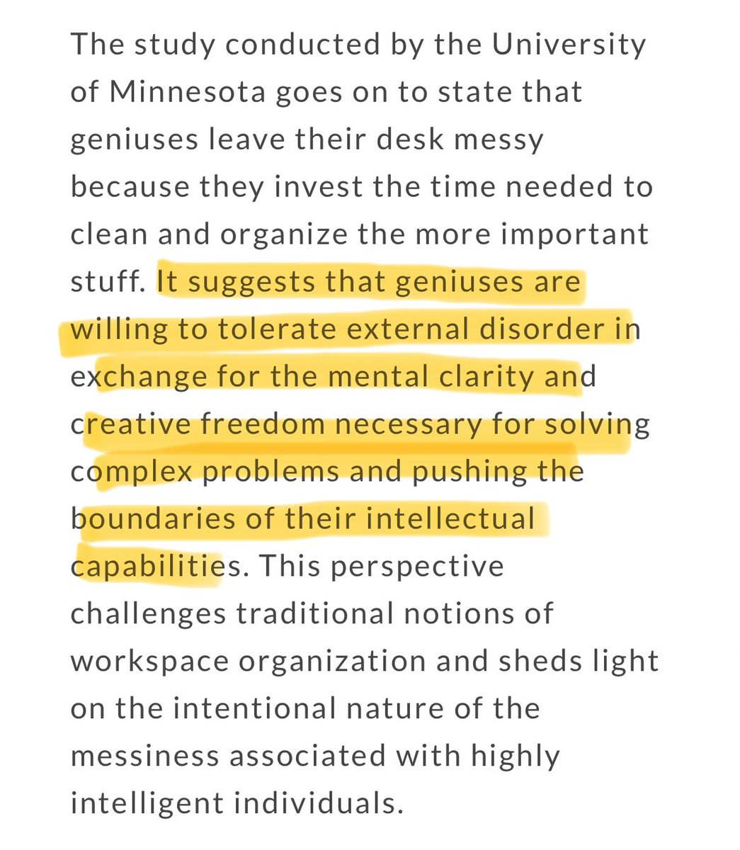 “I’m messy bc I’m a genius”