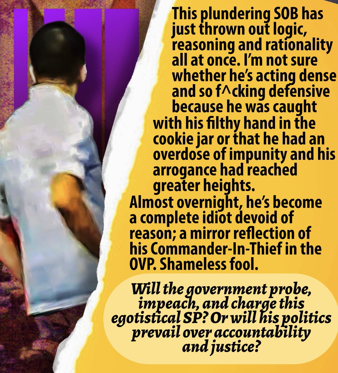 Escudero: it’s ONLY ABOUT ONE PERCENT of the national budget of P545.64 B for such infra projects.

“But Rappler desk editor Herbie Gomez reminds the Senate Prez that P5 billion, whether it’s 1% or a tenth of a percent, is still P5 billion of taxpayers’ money.”

#PlunderingChiz