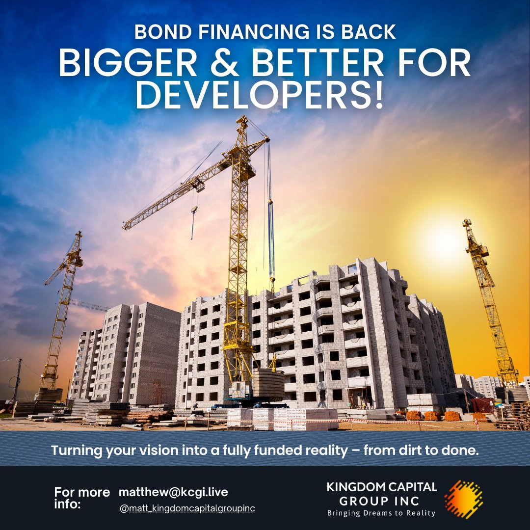 _kingdomcapital's tweet image. We’re now bringing Bond Financing to the table, perfect for ground-up construction, horizontal development, and vertical builds that are permit-ready.

Drop “BOND” in the comments or hit my DMs, and I’ll send you the details. Let’s get your project funded 💪