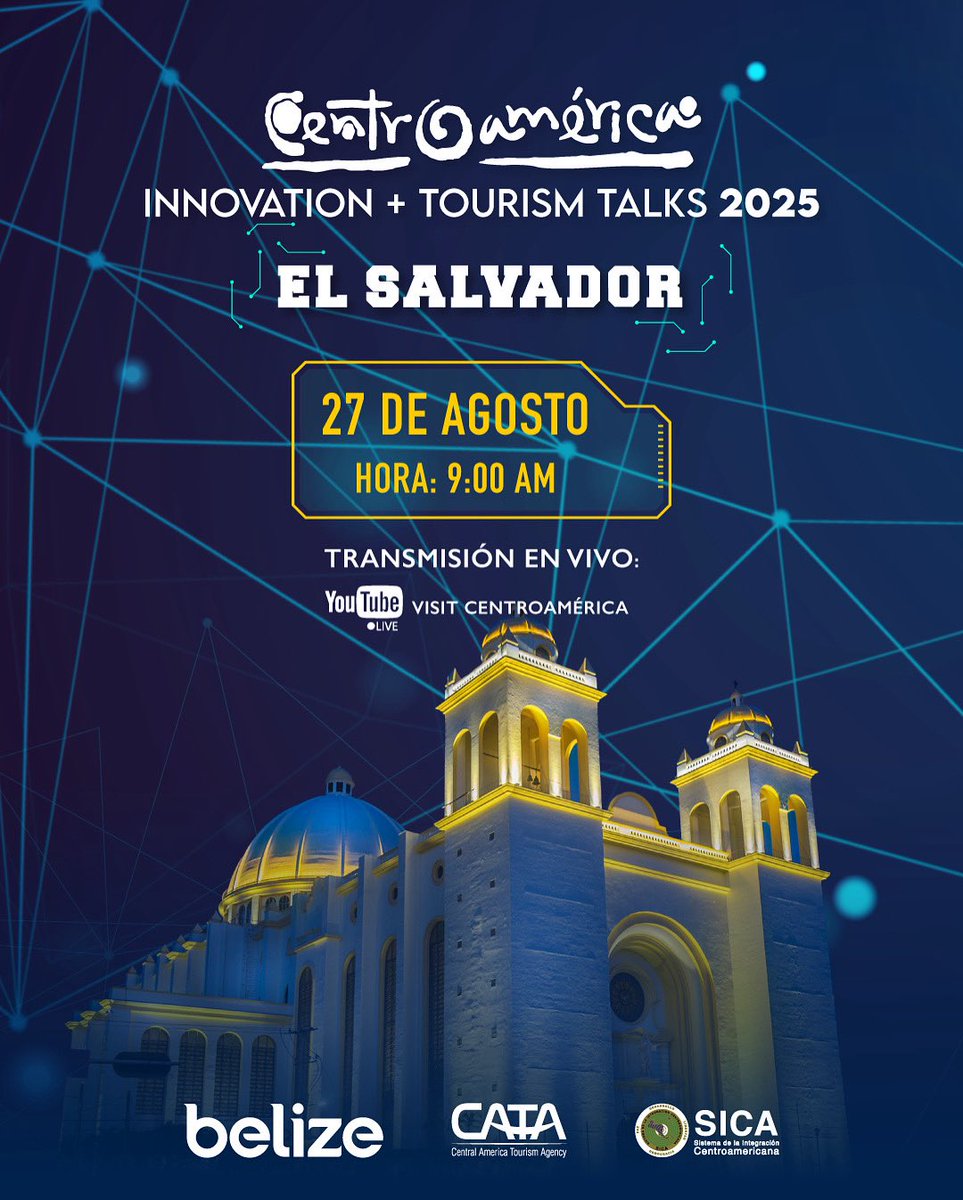 El próximo 27 de agosto, #ElSalvador será la sede del Centroamérica Innovation + Tourism Talks 2025, una plataforma para compartir ideas, tendencias y soluciones que seguirán marcando el ritmo del turismo en la región. 

La 6.ª edición del mayor evento de innovación para la