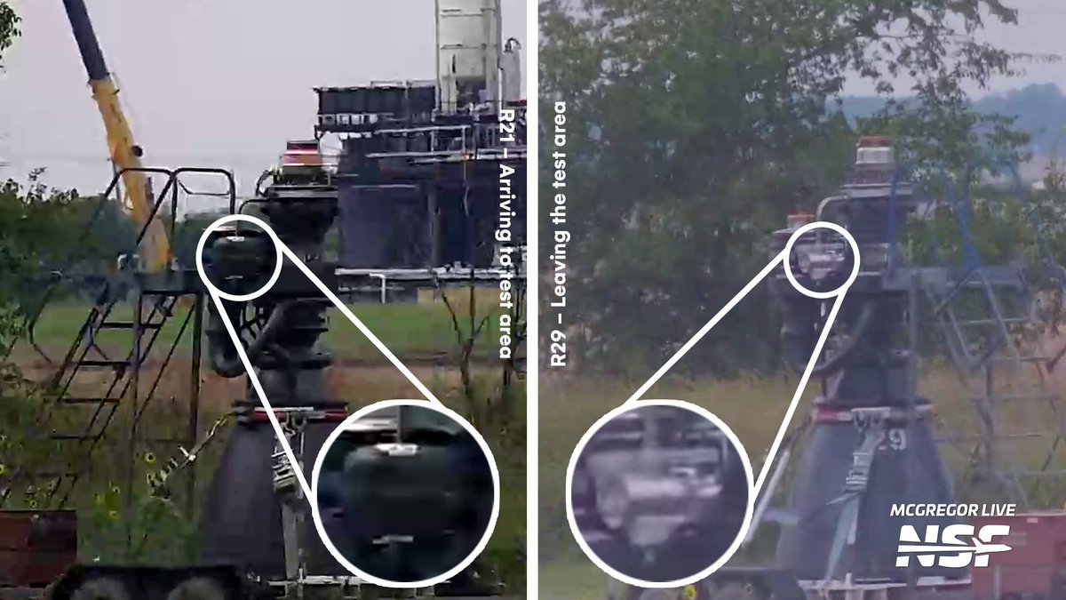 It appears that SpaceX are testing a new Shielding for the valve assembly on R3!

Comparing these two images from NSF McGregor Live today there is a new circular style shielding.

📷: nsf.live/mcgregor