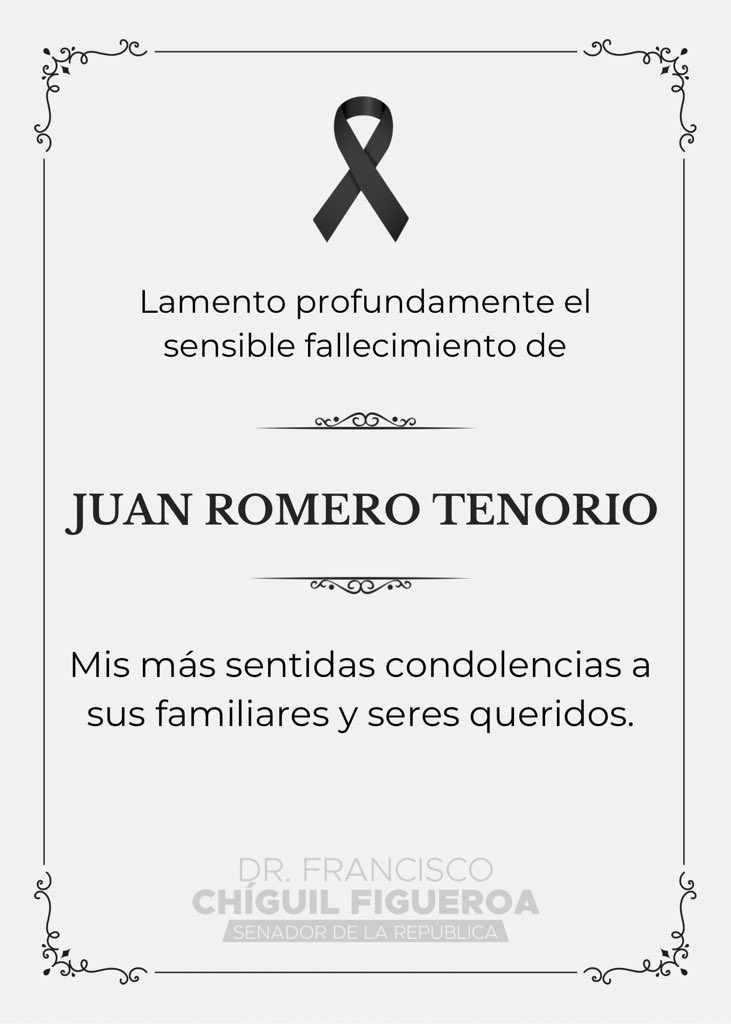 Lamento profundamente el fallecimiento de Juan Romero Tenorio, abogado y defensor del pueblo. Mis condolencias a sus familiares y seres queridos.