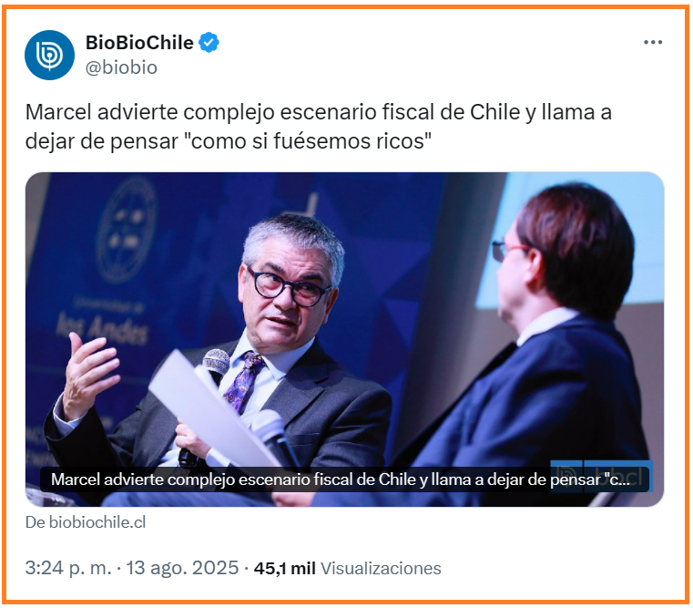 sergiou01329861's tweet photo. Marcel después de vaciar las arcas fiscales e incumplir límites de gasto fiscal, nos dice a 7 meses de irse a su casa, que tenemos un complejo escenario fiscal y que ahora somos un país pobre.
Gobierno de inútiles arruinó a Chile.
Sigan votando por comunistas y frenteamplistas. https://t.co/Z4V7IZOxRc