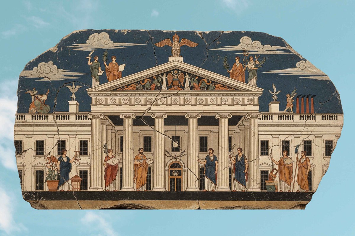 AionMagGR's tweet photo. From Athens to Washington: The Greek Columns of American Power

Stand in front of the White House, and you’re not just looking at the home of the U.S. President; you’re looking at a building with roots in Ancient Greece. From its columned porticos to its symmetrical façades, the White House carries the DNA of Greek temples built more than 2,000 years ago.

Greek Revival architecture swept through the United States in the early 19th century, and Washington, D.C., became its grand stage. Americans saw themselves as heirs to Greek democracy, embracing columns, pediments, and marble-white façades to project ideals of freedom, stability, and civic virtue.

The White House’s North Portico, added in 1829, features Ionic columns, the same style that once graced the temples of Athens. Its triangular pediment mirrors the form of the Parthenon, while its perfect symmetry reflects the Greek obsession with harmony.

This wasn’t just about beauty. In the wake of independence and the War of 1812, the young republic wanted to distance itself from British monarchy and align visually with the birthplace of democracy. Even Greece’s own fight for independence in the 1820s struck a chord with Americans, reinforcing the architectural kinship.

Look closer, and you’ll see this Greek imprint across the capital: the Lincoln Memorial, modeled directly on the Parthenon; the U.S. Treasury Building with its imposing Doric columns; and countless smaller public buildings that echo the same temple form.

The next time you see the White House – in person or on the news – remember: you’re also seeing a little piece of Athens, standing proudly in the heart of America.

Source: Great American Treasures