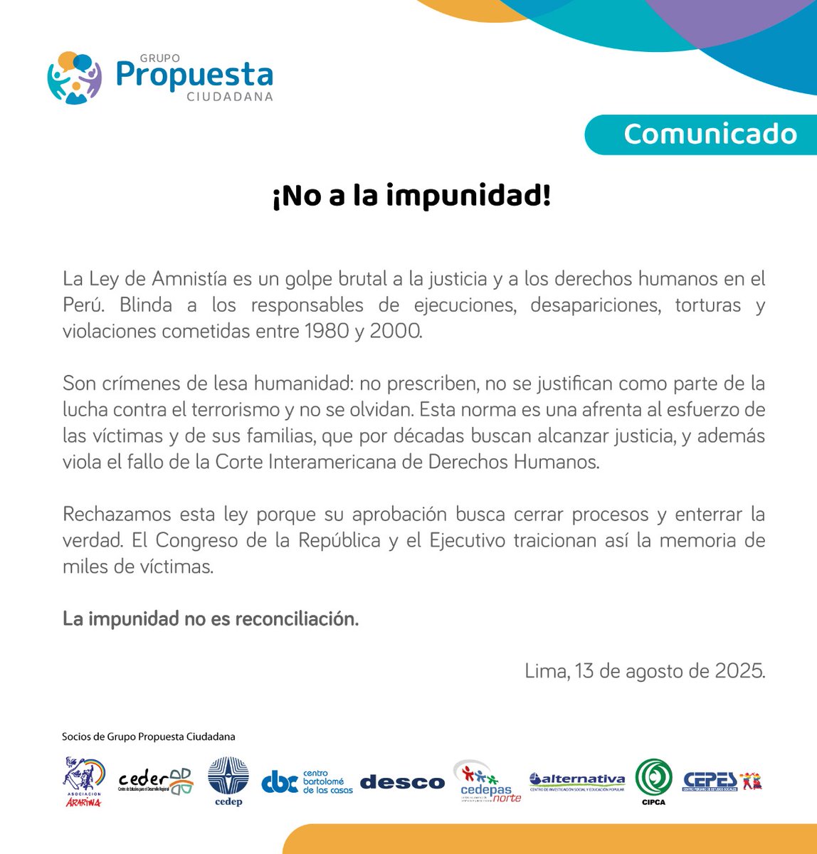 prop_ciudadana's tweet photo. ❌🕯️ Ni olvido ni perdón: la impunidad no es reconciliación. ⚖️ #NoalaImpunidad  #NoALaAmnistía #DerechosHumanos https://t.co/91IJgWhYtd