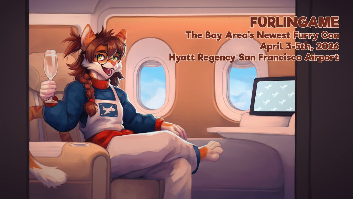 ✈️ Travelers! Announcing FURLINGAME, a new furry con in the heart of the San Francisco Bay on April 3-5th, 2026!

Located at the Hyatt Regency San Francisco Airport, a short shuttle ride from SFO Airport! 

You won't want to miss it! Register now at furlingame.com ✈️