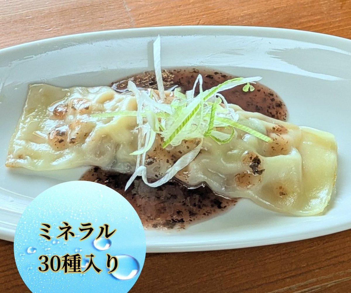 おはようございます☀️

お盆期間中！、昨日は定休日でしたが、今日からは通常通り営業です。

現在ミネラル入りの餃子は下の画像
「棒餃子梅ソースがけ」だけですが
今後、全ての餃子にミネラルを使っていこうと思っています。

地元食材を使って、美味しくて健康的な餃子を作っていく予定です
😊